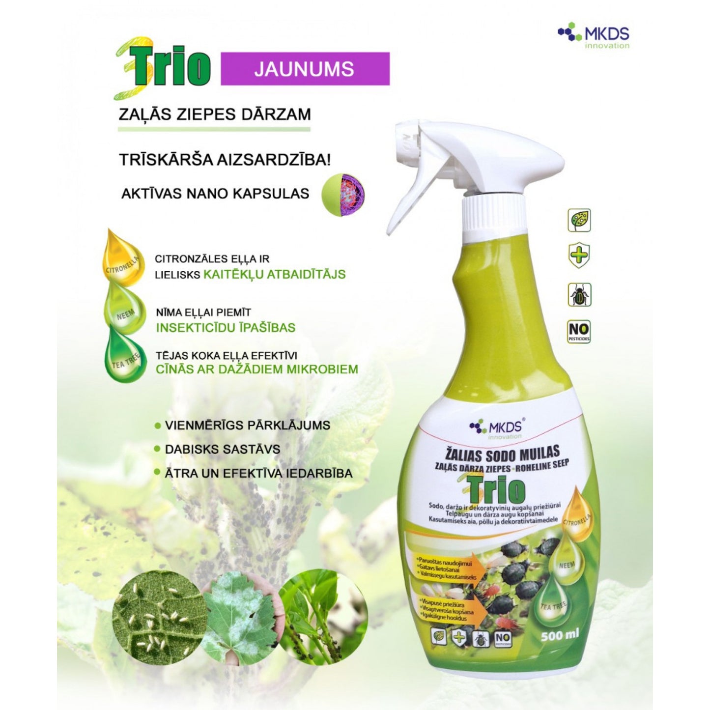 Zaļās ziepes TRIO 500ml pret kaitēkļiem