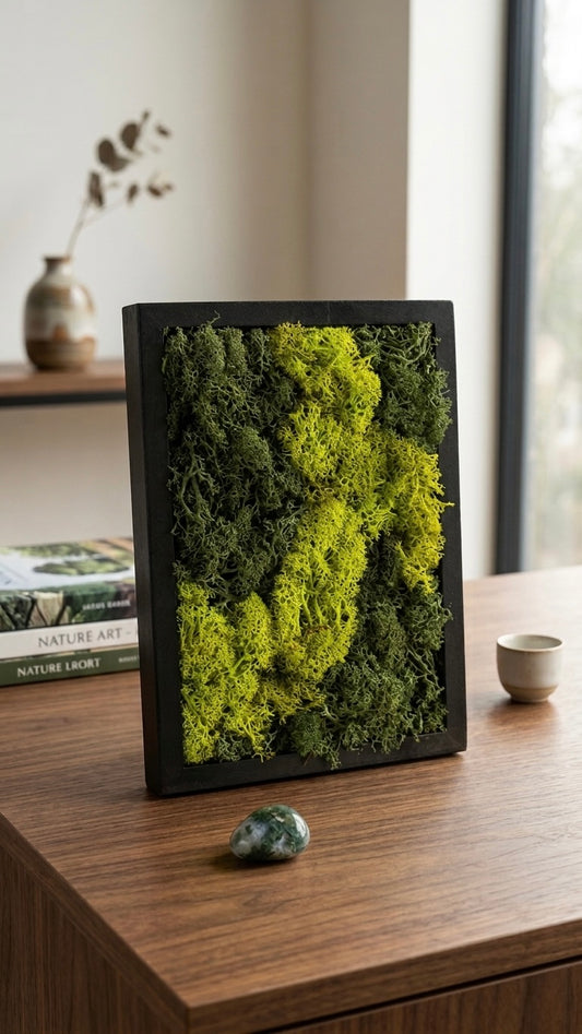 Stabilized moss painting “Green Contrast” 1