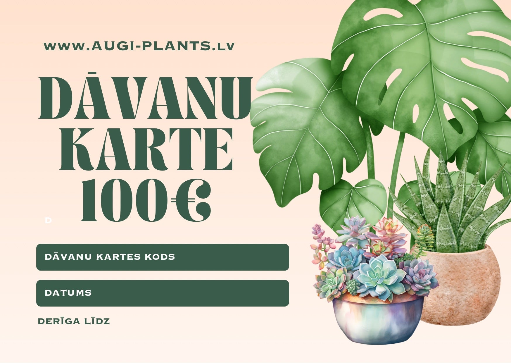 Dāvanu karte - www.augi - plants.lv