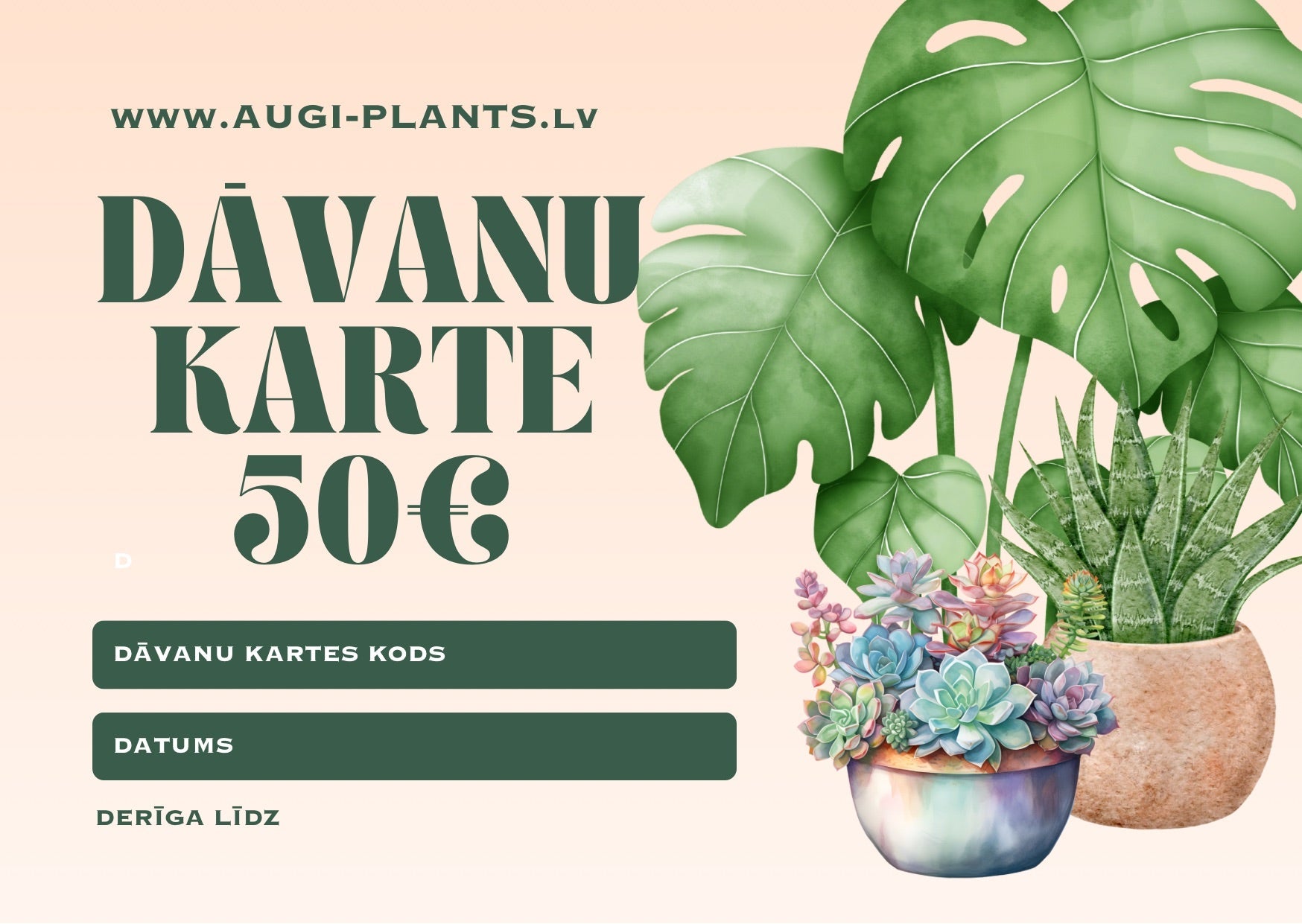 Dāvanu karte - www.augi - plants.lv